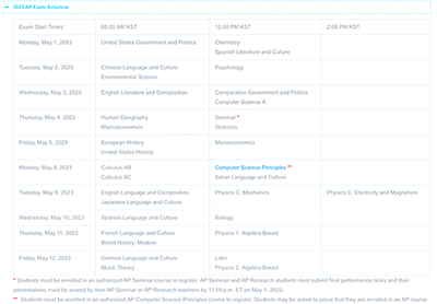 2023年韩国AP考试报名时间及流程