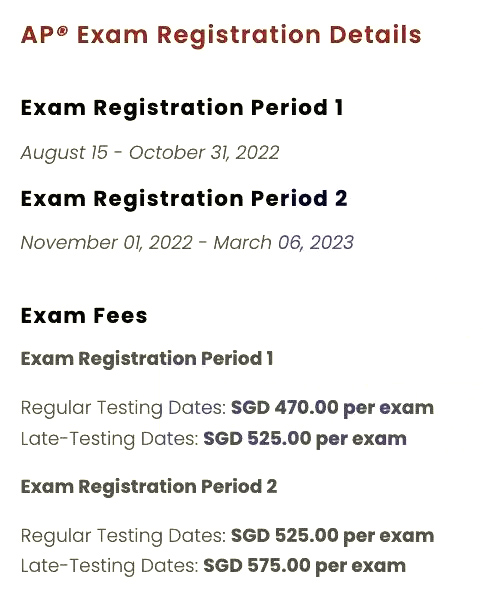 2023年AP考试新加坡和韩国考区报考安排