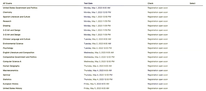 2023年AP考试新加坡和韩国考区报考安排