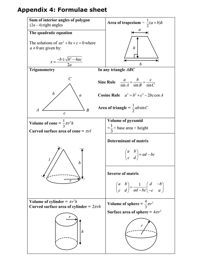 A Level备考：Edexcel GCSE和IGCSE数学公式表