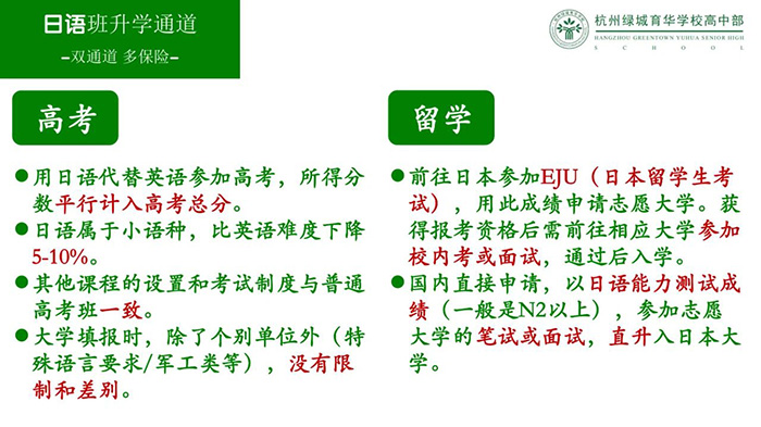 杭州绿城育华学校2025年中日班招生简章