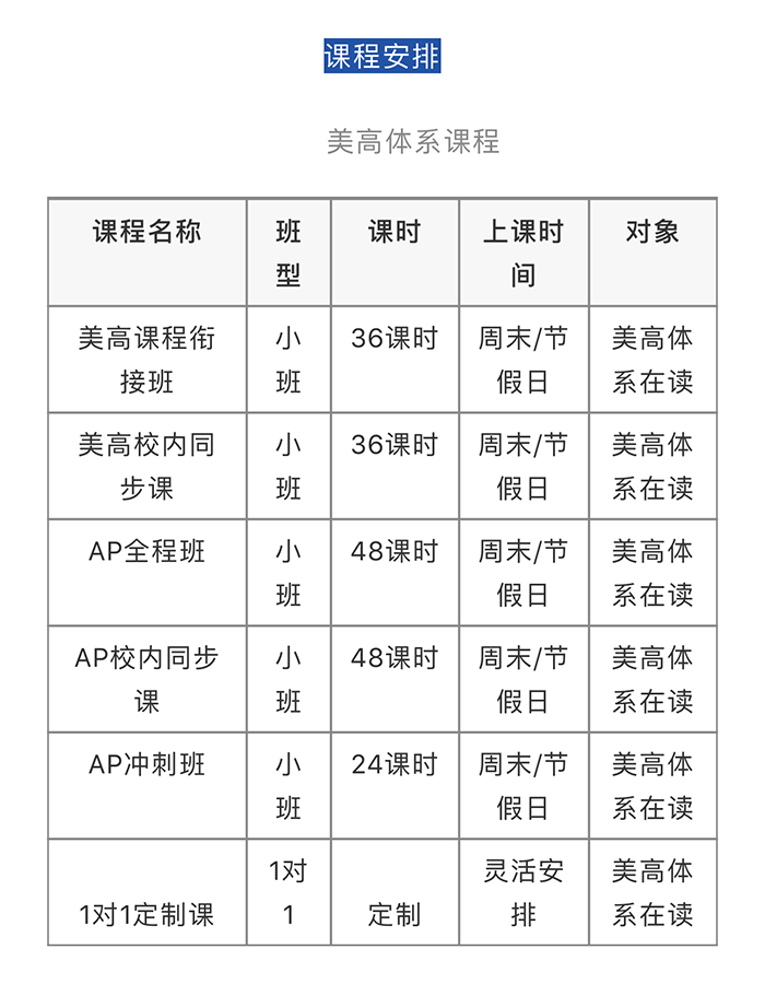 国际高中校内同步课(AP/IB/A-level课程班)