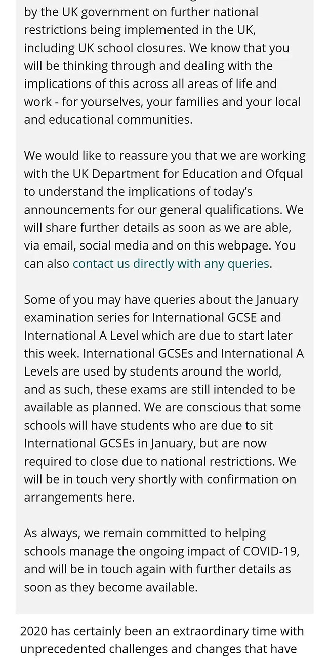 英国宣布取消2021年夏季A LEVEL和GCSE考试