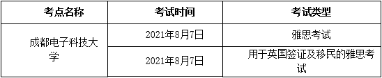 成都电子科技大学（四川成都）取消2021年8月部分雅思考试的通知